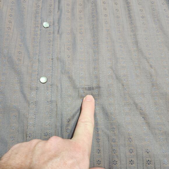 Roper Western Pearl Snap Shirt Adult XL Blue Gray Rodeo Mens Star Pattern Cowboy - Picture 4 of 13